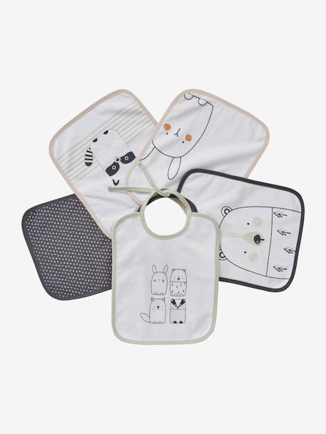 Lot De 5 Bavoirs Bebe Vertbaudet Decor Animaux Blanc Foret Puericulture Lot De 5 Bavoirs Bebe Vertbaudet Decor Animaux Blanc Foret Puericulture