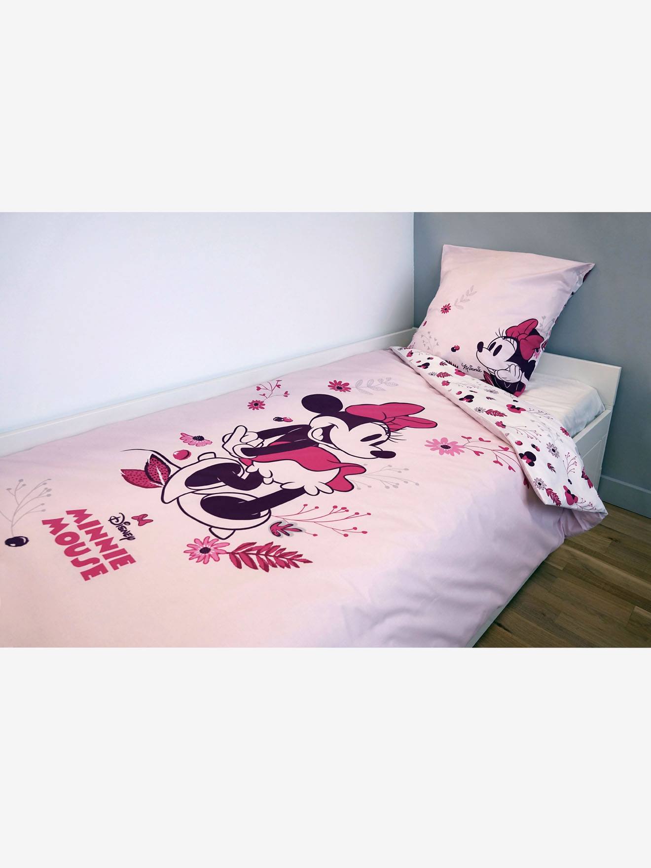 Reversible Duvet Cover Pillowcase Set For Children Disney Minnie Light Pink Bedding Decor
