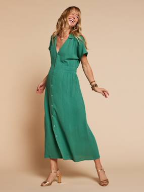 Vêtements de grossesse-Robe-Robe longue col chemise grossesse allaitement 