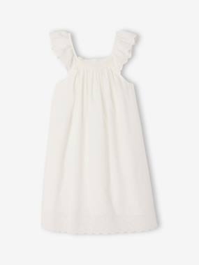 -Flared dress in cotton embroidery