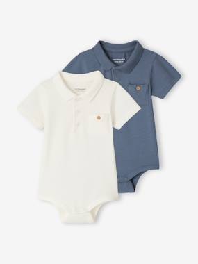 Pack of 2 Bodysuits with Polo Shirt Collar & Pocket, for Newborns  - vertbaudet enfant