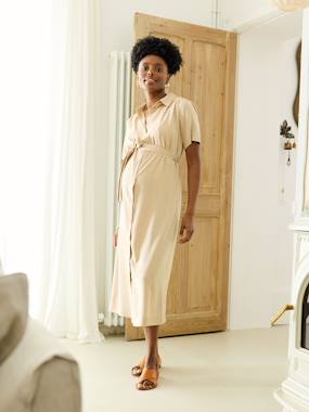 Vêtements de grossesse-Robe allaitement mi-mollet