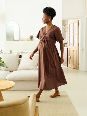 Vêtements de grossesse-Robe longue mi mollet grossesse 
