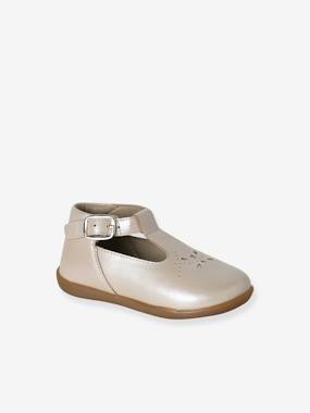 -Baby girl's leather Mary Janes with buckle