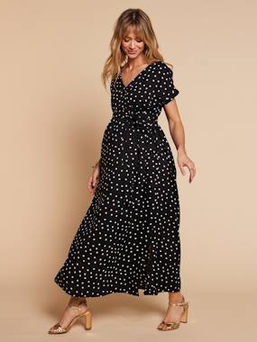 Vêtements de grossesse-Robe-Robe grossesse allaitement cache coeur