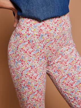 Vêtements de grossesse-Legging, collant-Legging femme imprimé fleuri coton bio