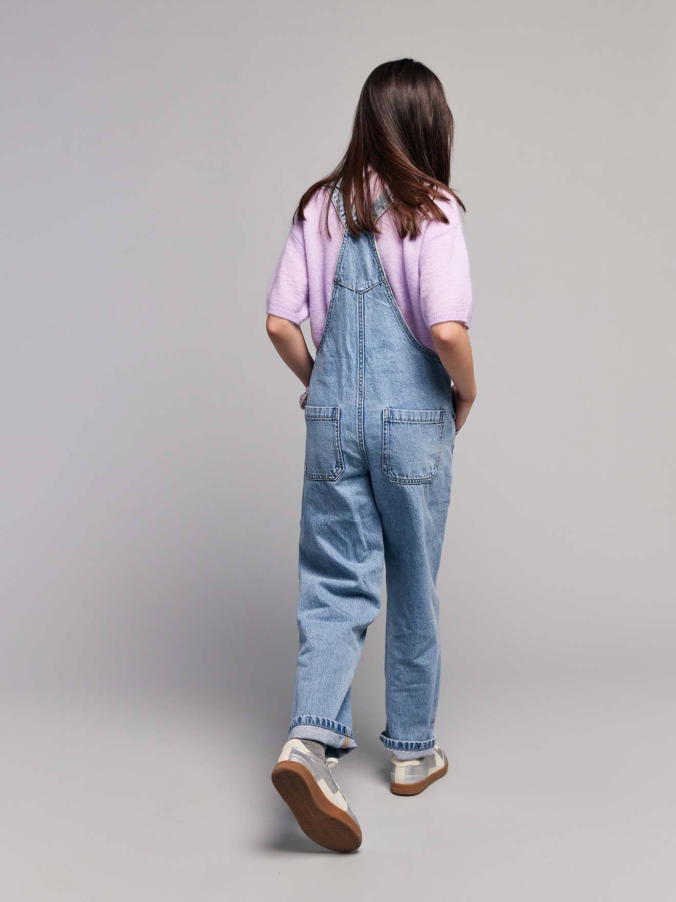 Girl's denim dungaree - light blue, Girls