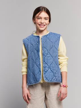 Fille-Manteau, veste-Veste-Veste sans manches denim