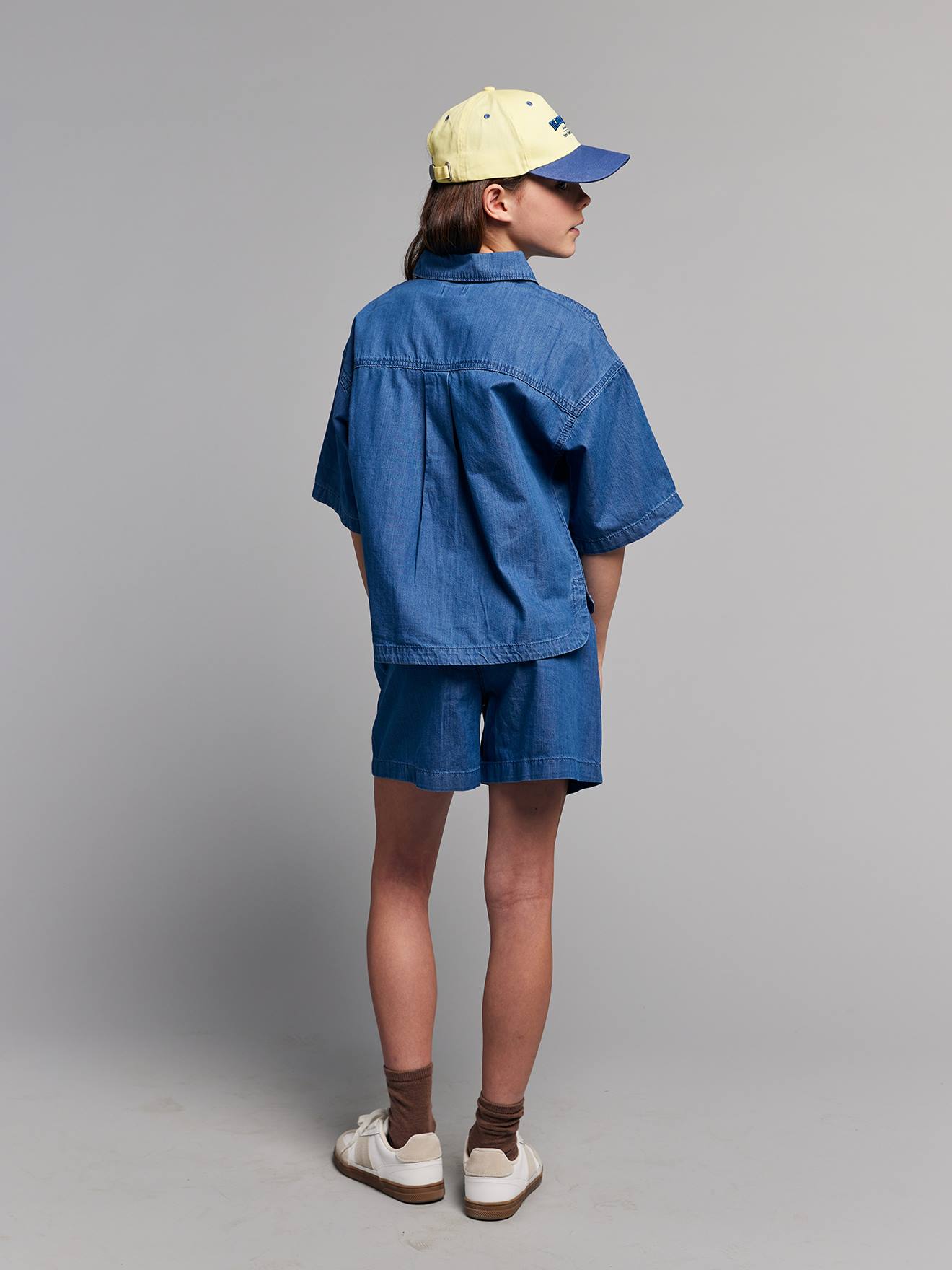 Ensemble short chemise fille denim léger - bleu moyen, Fille