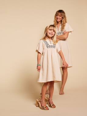 Vêtements de grossesse-Robe-Robe brodée fille Capsule mère-fille