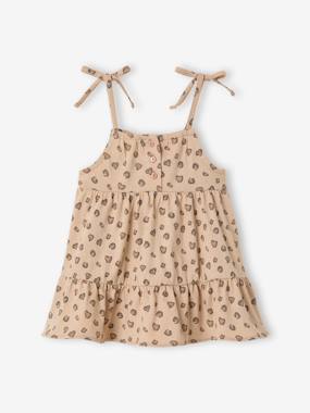 Baby girl's organic cotton dress with braces  - vertbaudet enfant