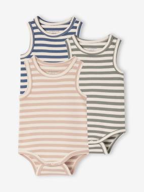 Pack of 3 sleeveless organic cotton bodysuits.  - vertbaudet enfant