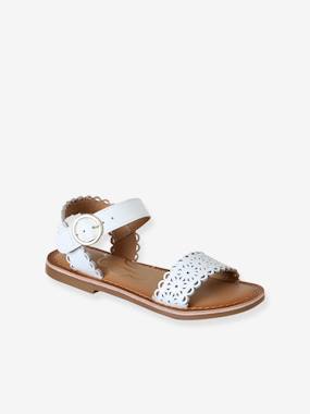 -Girls' leather buckle sandals
