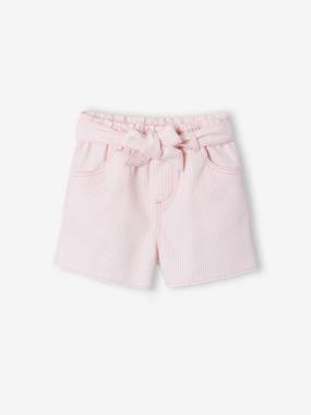 -Girl's twill shorts with tie belt