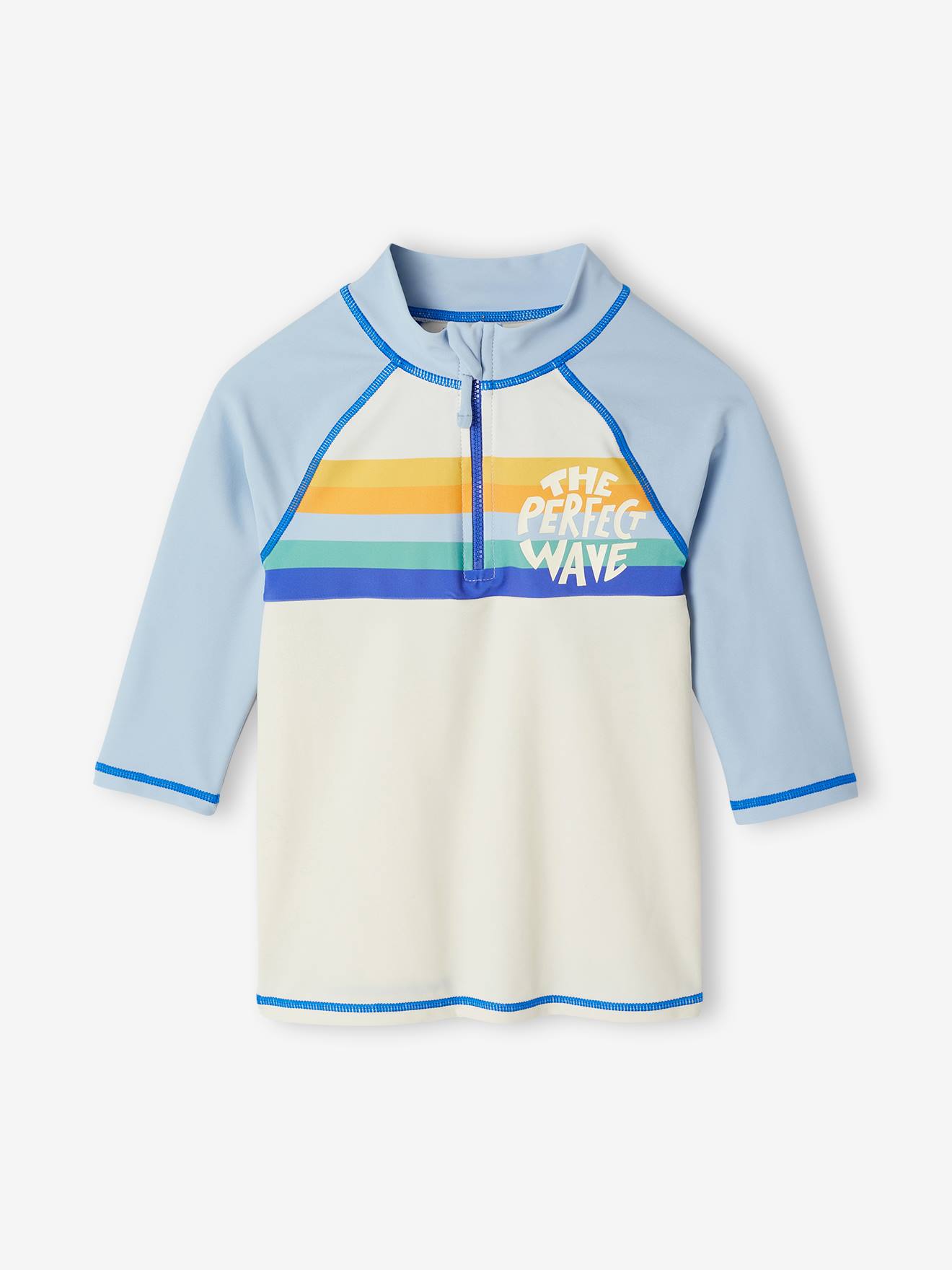 VERTBAUDET Ensemble De Bain Anti-UV Garçon – T-shirt + Shorty Requin Surfeur – UPF 40+, Zip Avant – Norme EN 13758-2