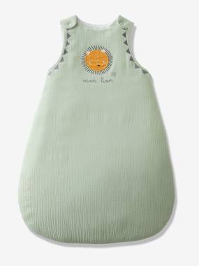 preparing the arrival of the baby's maternity suitcase-Sleeveless Baby Sleep Bag in Cotton Gauze, "Mon Lion"