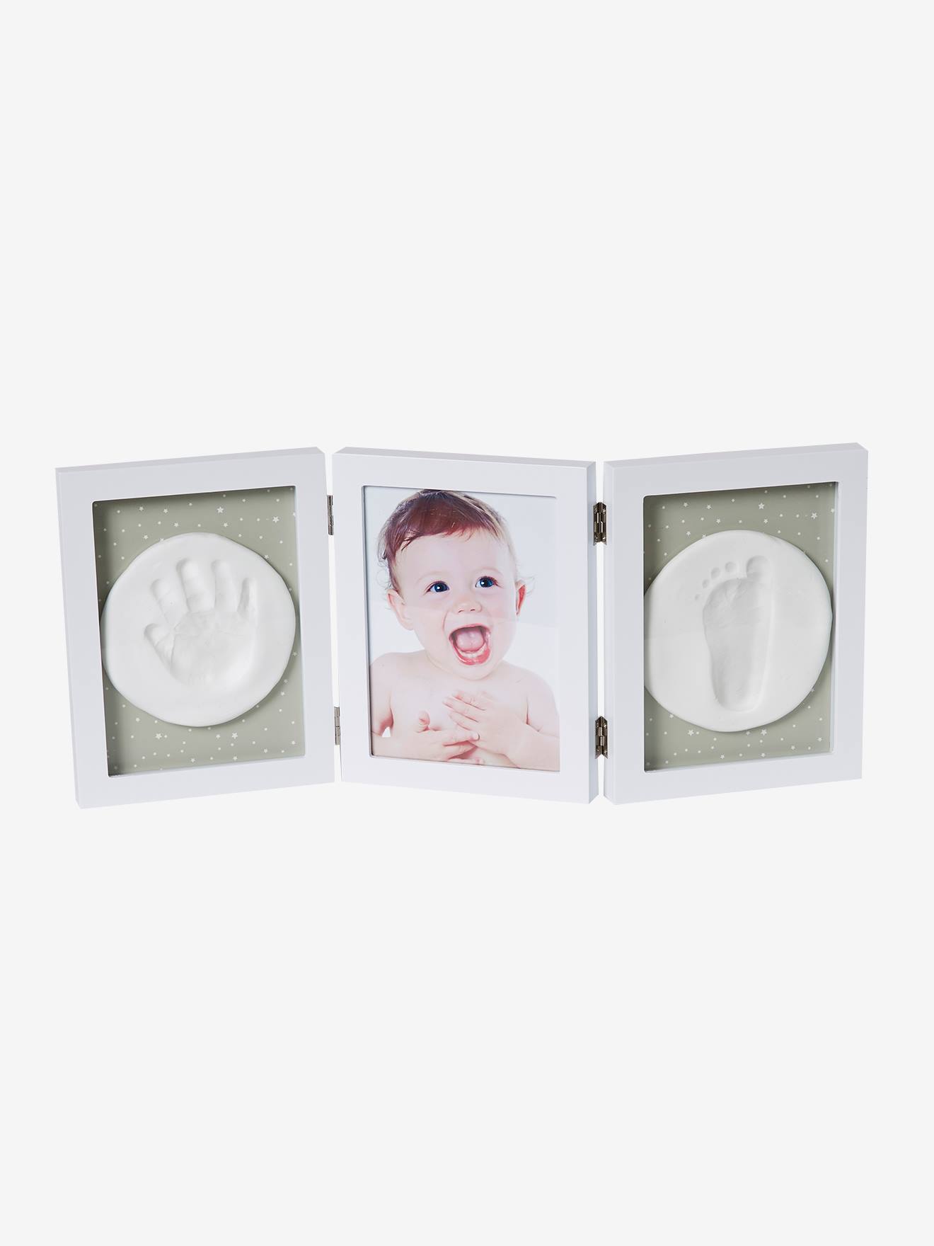 Empreinte bébé : kit cadre photo+2 empreintes main & pied, Livré 48h