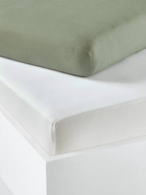 -Baby Pack of 2 Fitted Sheets in Stretch Jersey Knit