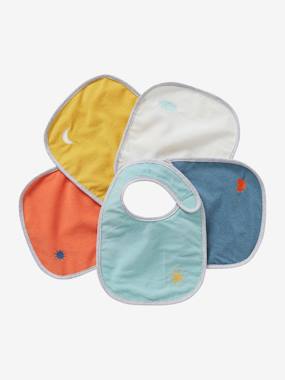 Nursery-Mealtime-Bibs-Pack of 5 Bibs in Terry Cloth & PVC