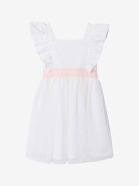 -Ruffled Occasion Wear Dress in Cotton Gauze & Tulle, for Girls