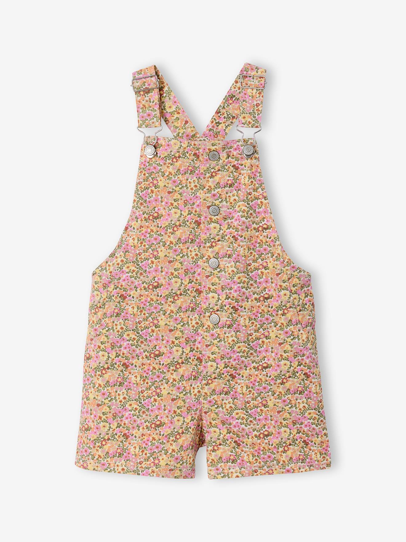 Salopette Fille 6 Ans - Imprimé Fleurs - Bleu - Été - Occasion Très Bon état