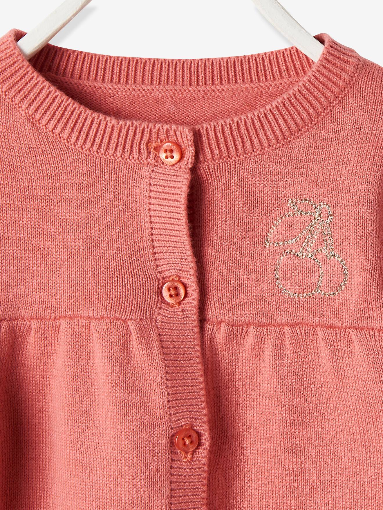 Vertbaudet Gilet b/éb/é Fille Badge Cerise