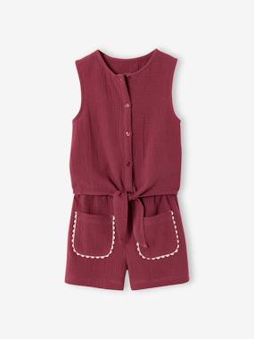 -Girls' cotton muslin short set