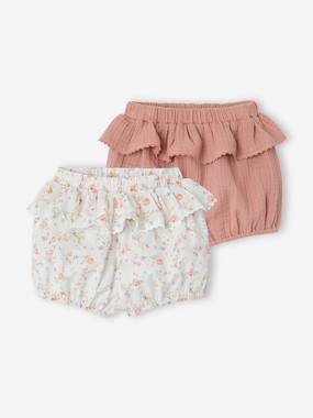Pack of 2 cotton baby girl bloomer shorts  - vertbaudet enfant