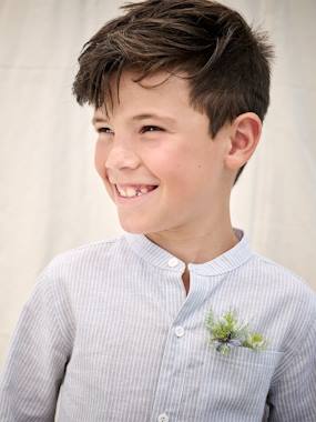 -Striped Mao collar shirt for boys 
