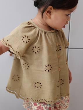 Short-sleeved embroidery blouse  - vertbaudet enfant