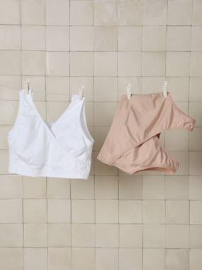 Maternity-Lingerie-Pack of 2 Seamless Bras in Microfibre, Nursing Special