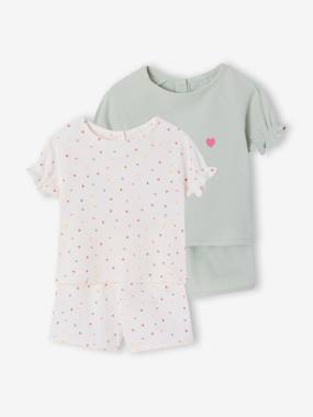 Pack of 2 practical girls' pyjama shorts  - vertbaudet enfant