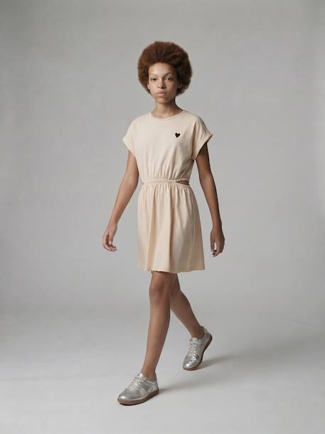 Robe fille avec ouvertures côtés anthracite+vanille - vertbaudet enfant 