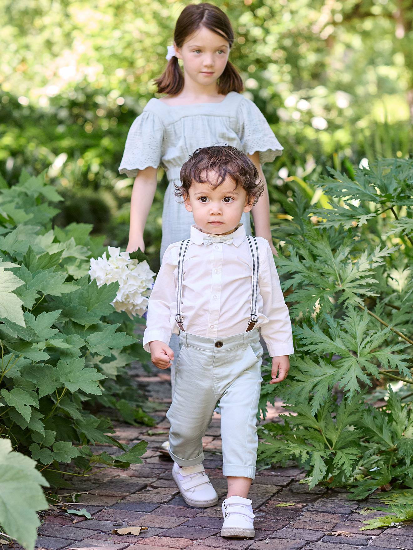 grey dress pants with suspenders Trousers Baby Boy Greyson Button-Up Shirt And Pants Suspenders Set L041824