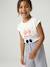 Tee-shirt motif fantaisie fille abricot+bleu grisé+écru+fraise - vertbaudet enfant 