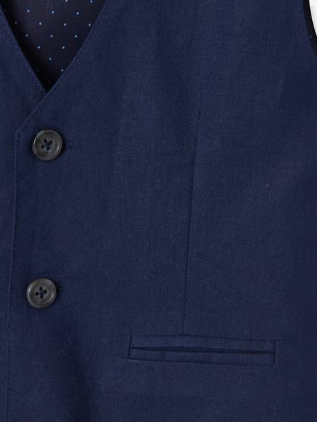 Veste garçon cérémonie sans manches en coton/ lin beige+beige clair+bleu+marine foncé+vert sauge - vertbaudet enfant 