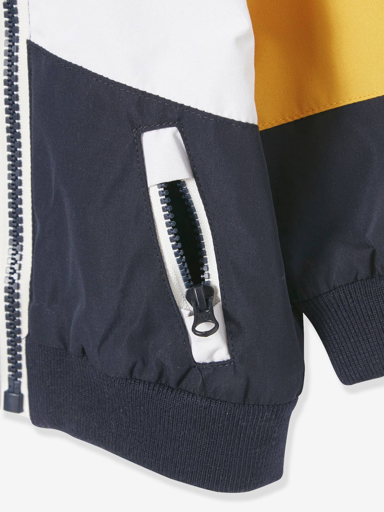 Coupe Vent A Capuche Tricolore Bebe Garcon Jaune Bebe