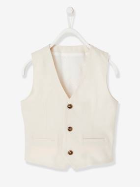 Boys-Coats & Jackets-Occasion Wear Cotton/Linen Waistcoat for Boys