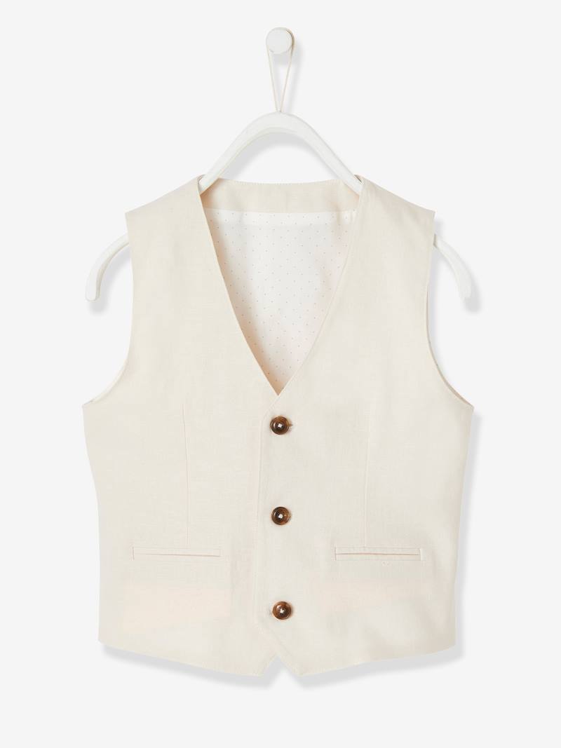 Occasion Wear Cotton/Linen Waistcoat for Boys beige, Boys