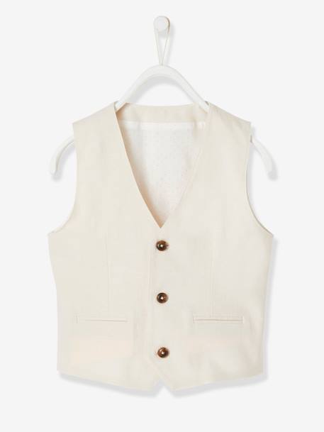 Veste garçon cérémonie sans manches en coton/ lin beige+beige clair+bleu+marine foncé+vert sauge - vertbaudet enfant 