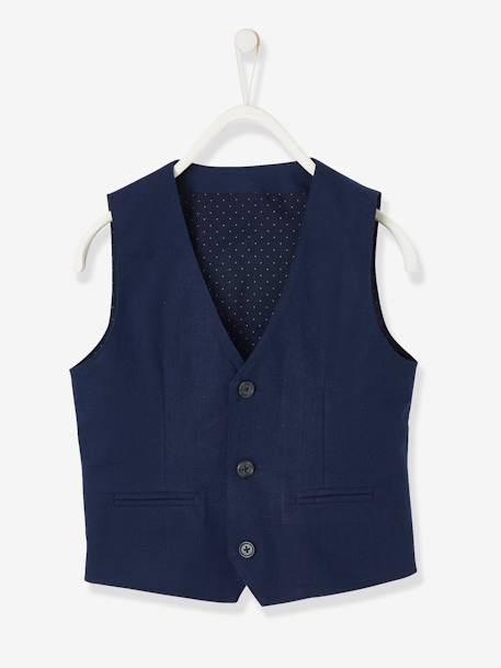 Veste garçon cérémonie sans manches en coton/ lin beige+beige clair+bleu+marine foncé+vert sauge - vertbaudet enfant 