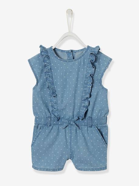 Combinaison Bebe Fille En Jean A Pois Denim Bleached Imprime Bebe