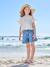 Embroidered girl's short medium blue+rose+sage green - vertbaudet enfant 