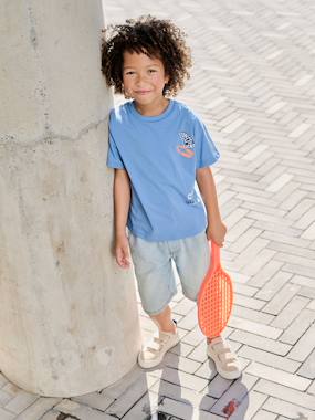 -Easy-to-Slip-On Denim Bermuda Shorts for Boys