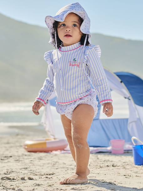 3-piece striped swimsuit light blue - vertbaudet enfant 