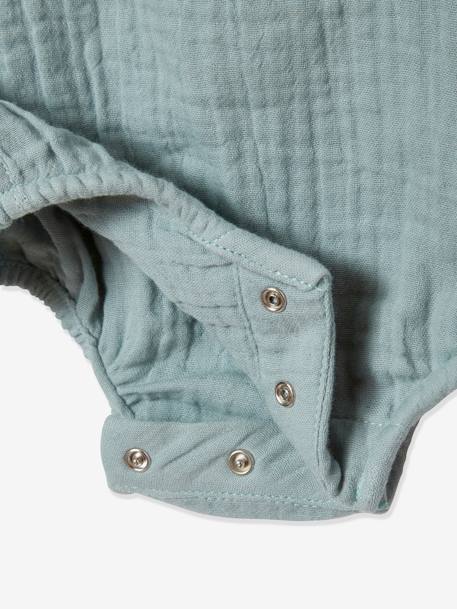 Body bébé personnalisable en gaze de coton ouverture naissance vert céladon - vertbaudet enfant 