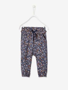 -Printed Trousers with Elasticated Waistband for Babies