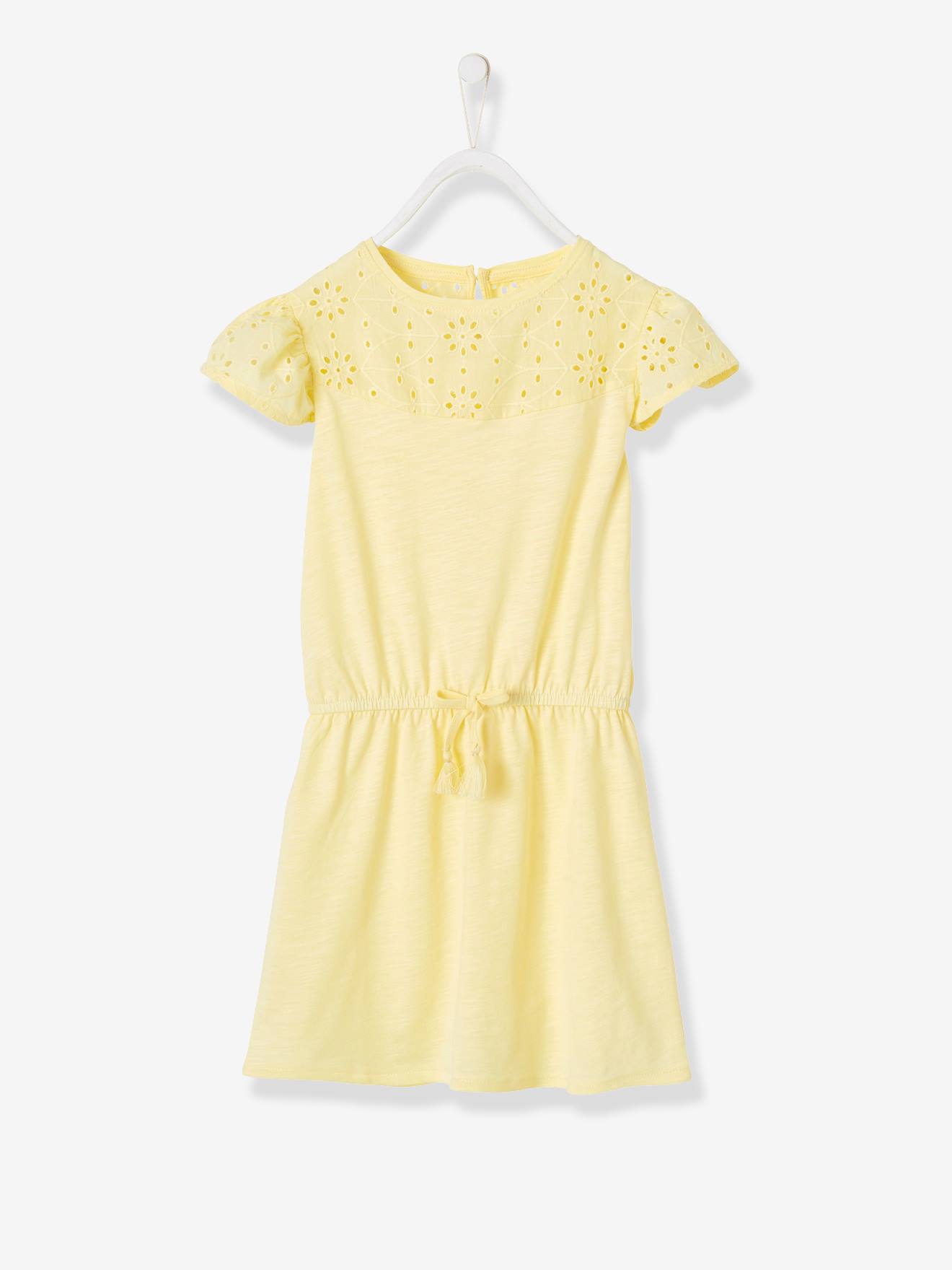 yellow broderie anglaise dress