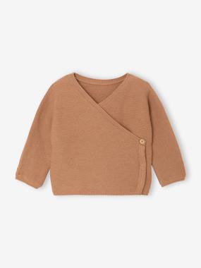 -Wrap-Over Cardigan in Wool & Cotton for Babies