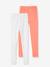 Girls' Pack of 2 Assorted Leggings GREY DARK SOLID+Light Grey+Light Orange - vertbaudet enfant 